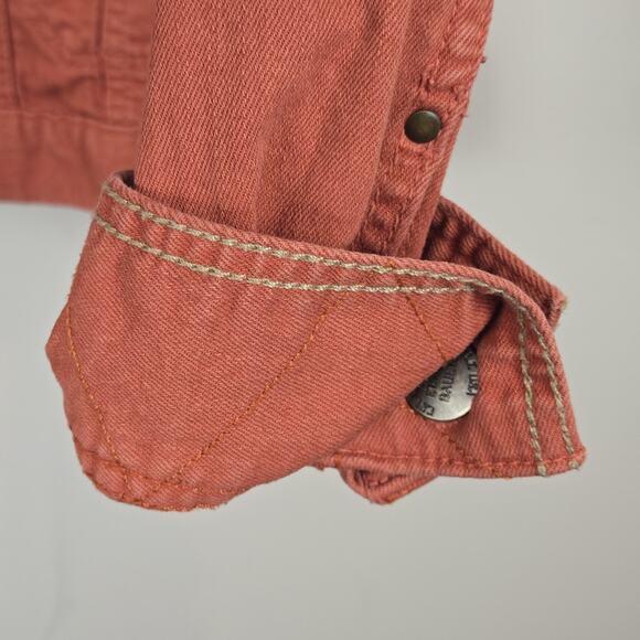 Eddie Bauer Denim Jean Jacket MED Biker Grunge Trucker Punk Retro Rock 80s Rust - Picture 6 of 13